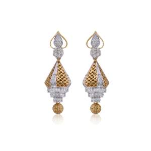 Designer Earrings with Certified Diamonds in 18k Yellow Gold - ER1078P